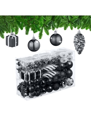 relaxdays 72-tlg. Weihnachtskugeln Set in Schwarz