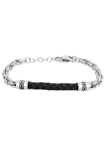 Adeliás Herren Armband aus Edelstahl 19+3 cm in schwarz