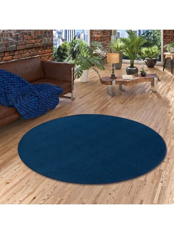 Snapstyle Velours-Teppich Joy Rund in dunkelblau
