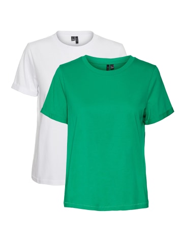 Vero Moda 2er Pack Basic T-Shirt VMPAULA in Weiß-Grün