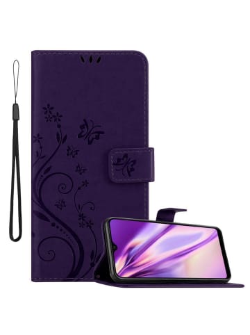 cadorabo Hülle für Samsung Galaxy A40 Blumen Design in FLORAL DUNKEL LILA