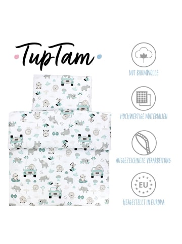 TupTam Kinder Bettdecken Set Gemustert in mint/weiß