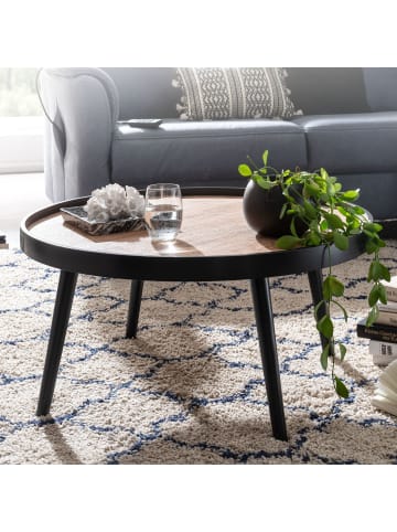 KADIMA DESIGN Couchtisch mit Ablagefläche in Holzoptik, rund, erhöhter Rand