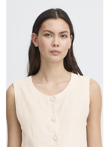 ICHI Kurzarmhemd IHLINNO Regular fit in Natural Ecru
