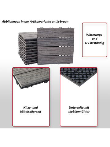 MCW WPC Bodenfliese E19, Dunkelbraun, 4x je 50x50cm = 1qm