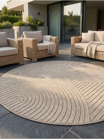 KADIMA DESIGN Kurzflorteppich Skandi 3D-Bögen Waschbar Wohnzimmer in Beige