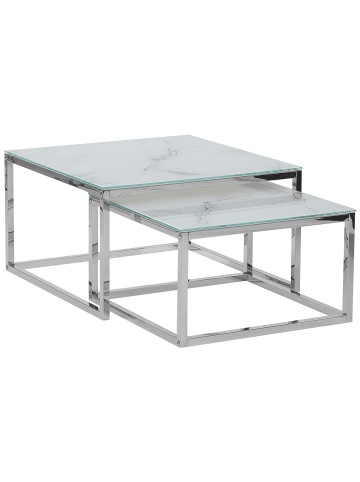 Beliani 2er-Set Couchtisch BREA in Weiß/Silber