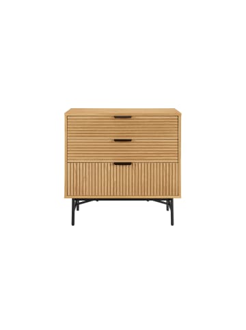 SalesFever Kommode 80 cm mit Stauraum - Eiche Echtholzfurnier & Metallgestell in Schwarz