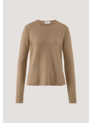 Hessnatur Strick Pullover Regular in dunkles camel