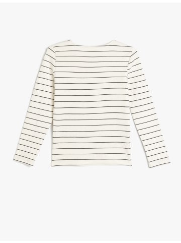 KOTON TSHIRT LS in Beige Gestreift