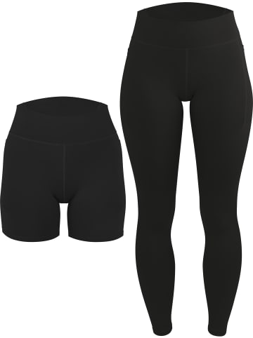 Circle Five High Waist Sporthosen-Set in Schwarz
