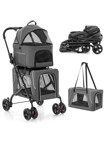 COSTWAY 3 in 1 Hundewagen in Grau