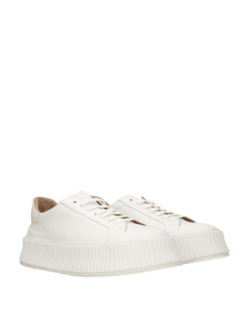 Weiß Leder Plateau Sneaker