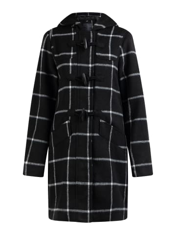 DreiMaster Damen Dufflecoat Aus Wollgemisch in Kariert Schwarz Weiss