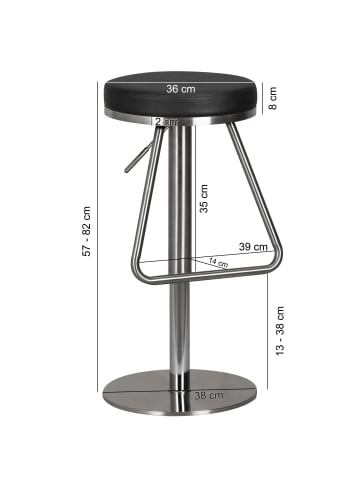 FineBuy Barstuhl in Schwarz / Kunstleder / 39x39x39