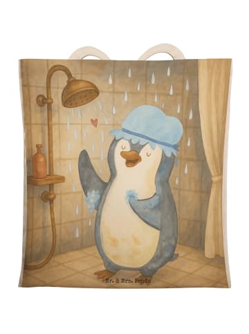 Mr. & Mrs. Panda Tasche Pinguin Duschen Design ohne Spruch in Weiß