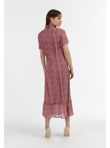 faina Damen Midikleid Aus Chiffon in Rot Weiss