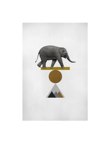 WALLART Leinwandbild - Balancekunst Elefant in Grau