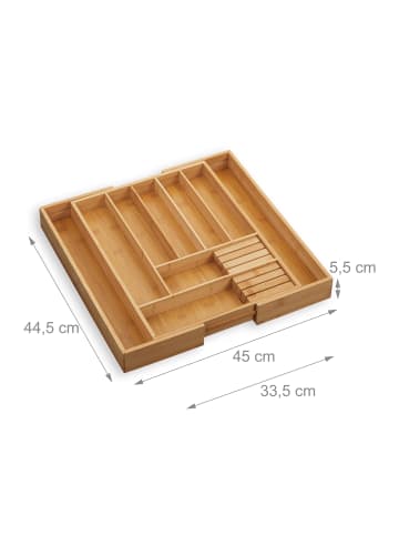 relaxdays Besteckkasten in Natur - (B)45 x (H)5,5 x (T)44,5 cm
