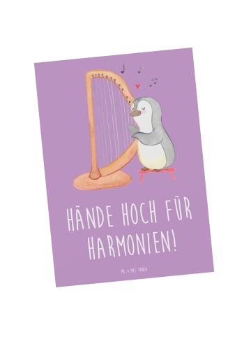 Mr. & Mrs. Panda Postkarte Theremin Harmonie mit Spruch in Lavendeltraum