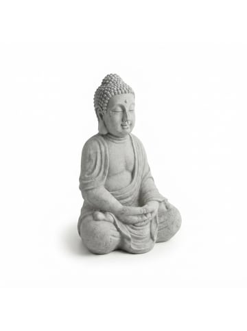 relaxdays Buddha Figur in Hellgrau - (H)71 cm