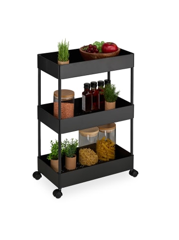 relaxdays Rollwagen in Schwarz - (B)39,5 x (H)65 x (T)21,5 cm