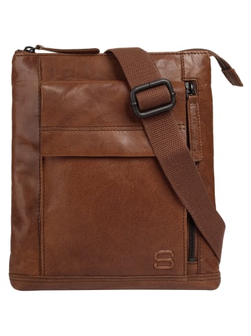SPIKES & SPARROW Umhängetasche echt Leder in cognac