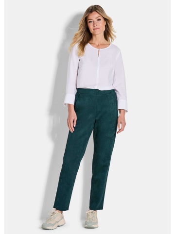 GOLDNER Kurzgröße:  Knöchellange Velourslederhose LOUISA in dunkelgrün