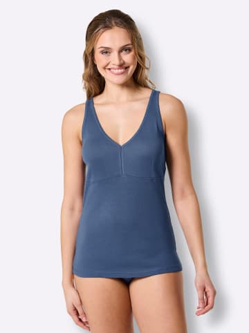 WITT WEIDEN BH-Hemd ohne Bügel in marine + jeansblau + mint