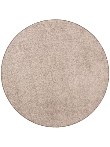 Snapstyle Hochflor Velours Teppich Mona Rund in Taupe