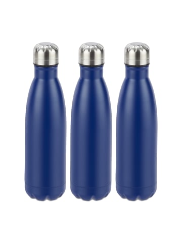 relaxdays 3x Trinkflasche in Blau - 500 ml