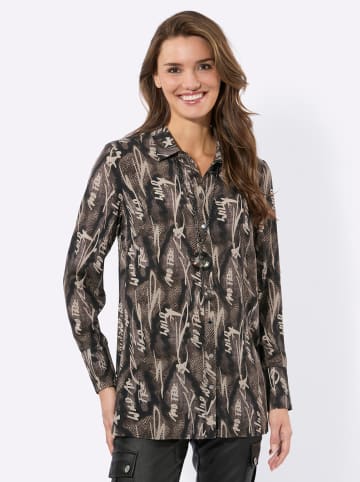 WITT WEIDEN Longbluse in dunkeltaupe-schwarz-bedruckt
