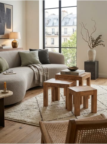 KADIMA DESIGN 3er Set MUMBAI Satztisch Massiv-Holz Wohnzimmer-Tisch in Akazie