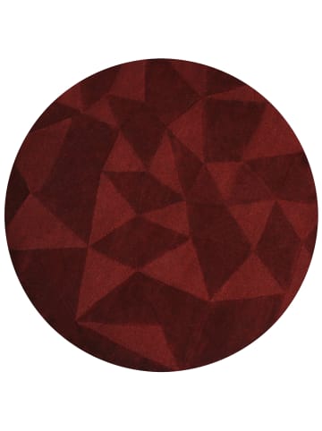 KADIMA DESIGN Wollteppich 3D-Geometrie Hoch-Tief-Struktur Shard Teppich Wolle in Rot