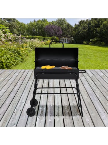 relaxdays Holzkohlegrill in Schwarz (B)103 x (H)96,5 x (T) 64,5 cm