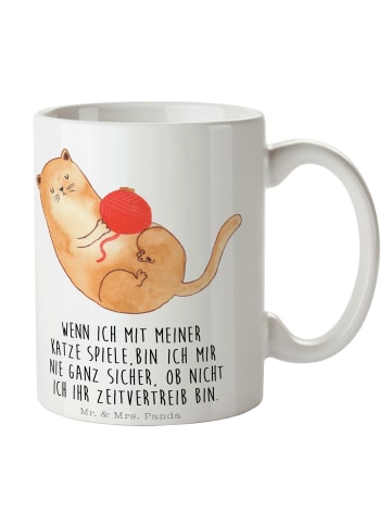 Mr. & Mrs. Panda Tasse Katze Wolle mit Spruch in Weiß