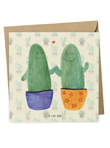 Mr. & Mrs. Panda Deluxe Karte Kaktus Liebe ohne Spruch in Kaktus Grün