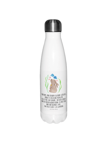 Mr. & Mrs. Panda Thermosflasche Hase Blume mit Spruch in Weiß