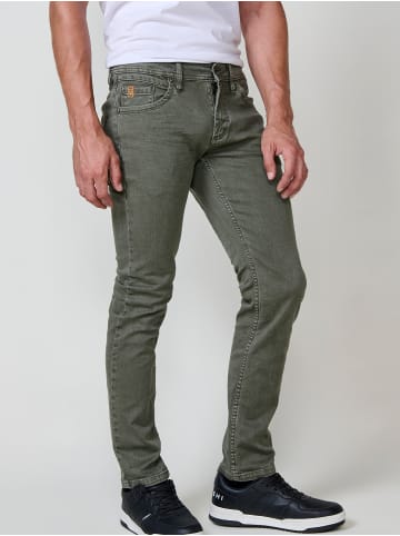 KOROSHI Farbige Stretch-Jeans mit normaler Passform in oliv