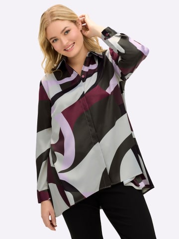 sheego Druckbluse in bordeaux-bedruckt