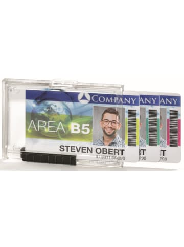 Durable Kartenhalter Push Box 54x87mm für 3 Karten Packung mit 10 Stück sc...