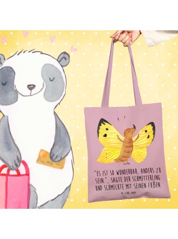 Mr. & Mrs. Panda Tote Bag Schmetterling Zitronenfalter mit Spruch in Rosa Pastell