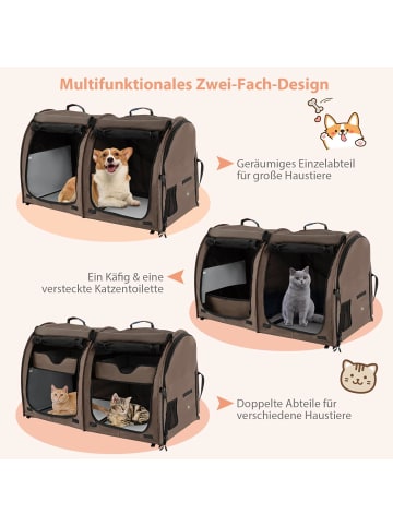 COSTWAY Hunde-Transportboxen in Braun