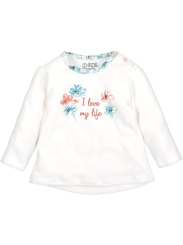 Nini Babylangarmshirt Floral in weiss