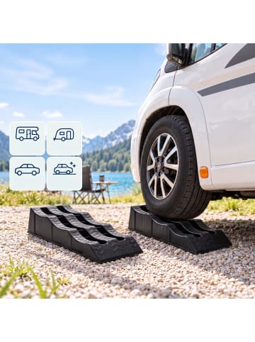 relaxdays 2 x Stufenkeil in Schwarz - (B)21,5 x (H)12 x (T)61 cm