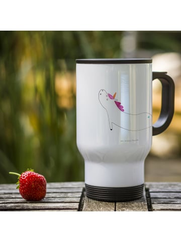 Mr. & Mrs. Panda Thermobecher Für Tee Einhorn Yoga ohne Spruch in Weiß