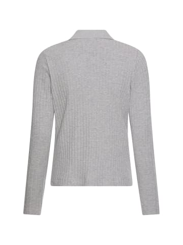 Camel Active Jersey-Shirt mit geripptem Kragen in Grau