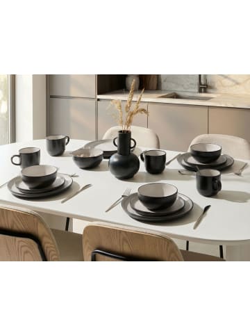 Beliani 16-tlg Tafelservice NUTMEG in Schwarz/Weiß