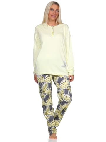 NORMANN langarm Schlafanzug Pyjama Hose floralem print - 80699 in gelb