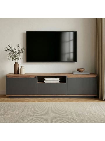 CALICOSY TV-Möbel LUME in Anthrazitgrau - (W)160 x (H)42 x (L)30 cm